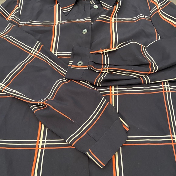 Jacques Vert Long Sleeve window pane button front blouse. Sz 8 - Picture 8 of 8